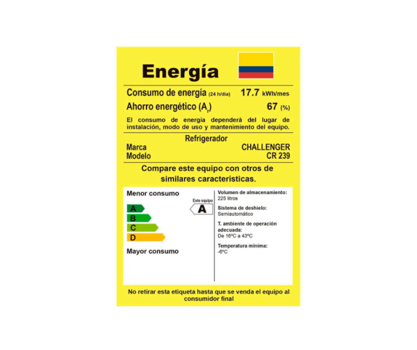 Nevera Challenger Convencional 239Lts/CR239