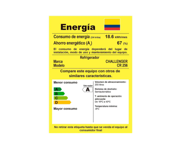 Nevera Challenger Convencional 256Lts/CR256