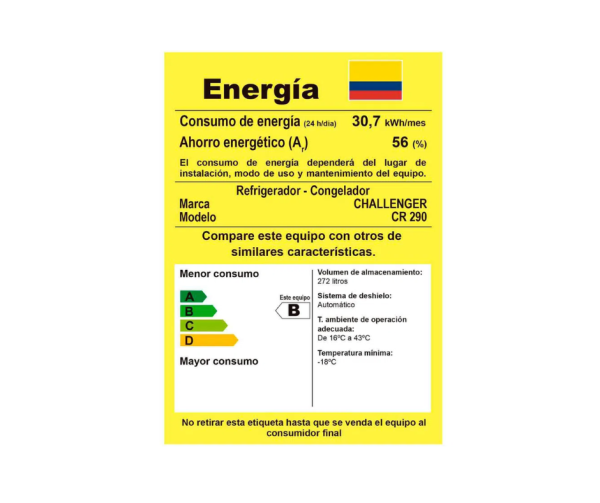 Nevera Challenger No Frost 290Lts/CR290