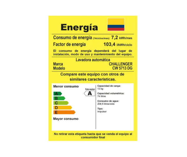 Lavadora Challenger Digital 13Kgs(29Lbs)/CW5713DG