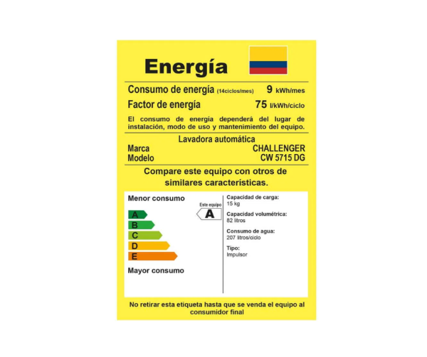 Lavadora Challenger Digital 15Kgs(33Lbs)/CW5715DG