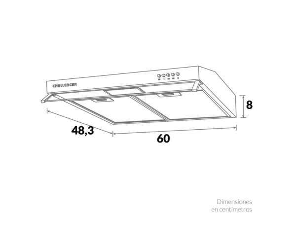 Campana Horizontal Challenger 60Cms Inox/CX4562 - Imagen 5
