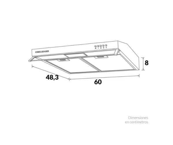Campana Horizontal Challenger 60Cms Ne/CX4562 - Imagen 5