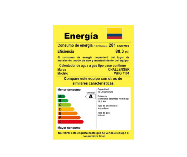 Calentador Challenger 10Lts Tiro Forzado/WHG7104