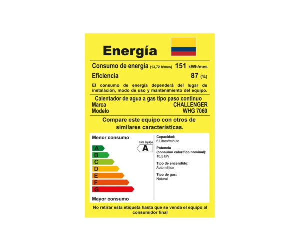 Calentador Challenger 6 Lts Tiro Natural GN/WHG 7060