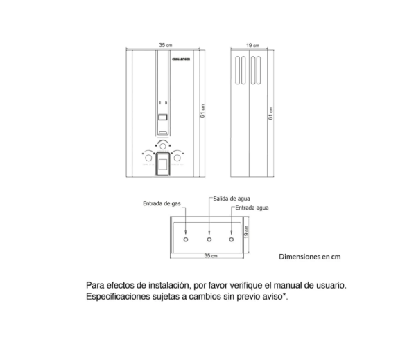 Calentador Challenger 12Lts Tiro Natural/WHN7112