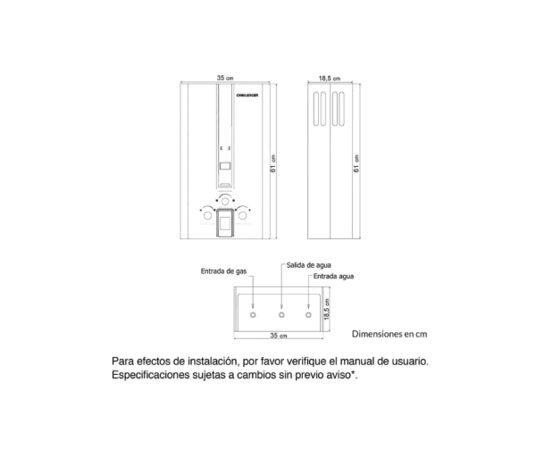 Calentador Challenger 12Lts Tiro Forzado/WHF7124